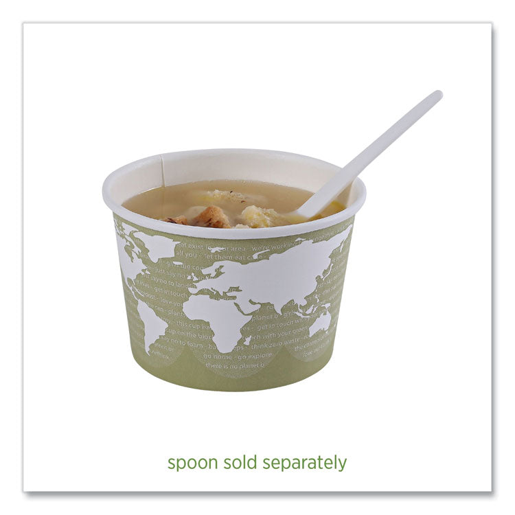 World Art Renewable and Compostable Food Container, 16 oz, 4.05" Diameter x 3" h, Sage, Paper, 25/Pack, 20 Packs/Carton