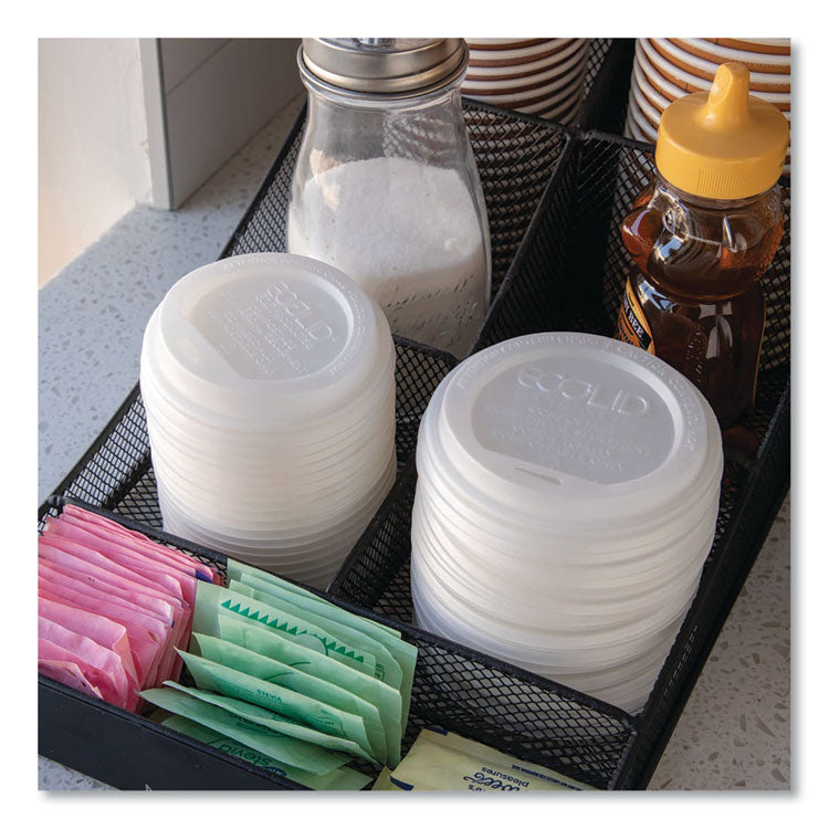 EcoLid Renewable/Compostable Hot Cup Lids, Fits 10 oz to 20 oz Hot Cups, Plastic, White, 50/Pack, 16 Packs/Carton