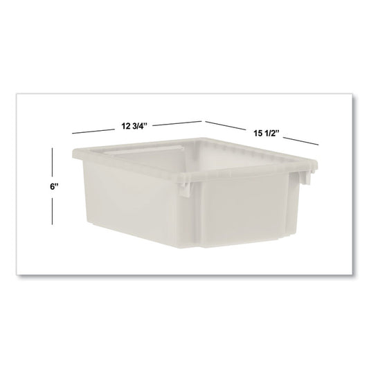 Flagship Storage Bins, 1 Section, 12.75" x 16" x 6", Translucent White