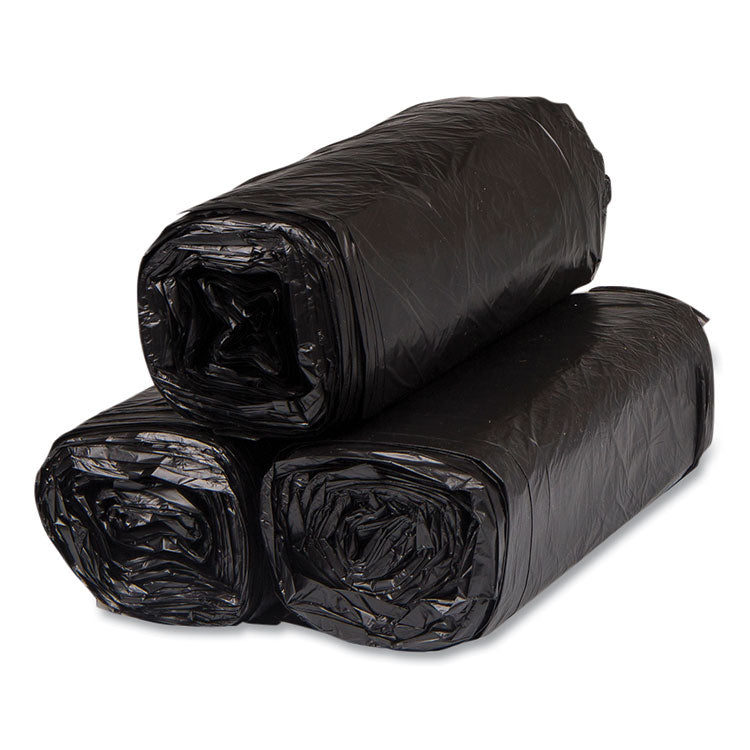 High-Density Commercial Can Liners, 16 gal, 8 mic, 24" x 33", Black, Interleaved Roll, 50 Bags/Roll, 20 Rolls/Carton