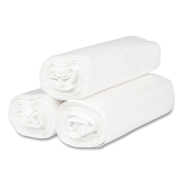 High-Density Commercial Can Liners, 33 gal, 13 mic, 33" x 40", Clear, Interleaved Roll, 25 Bags/Roll, 20 Rolls/Carton