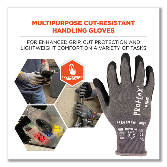 ProFlex 7043 ANSI A4 Nitrile Coated CR Gloves, EN388: 4X42D, 9" Long, Medium, Gray, 12 Pairs