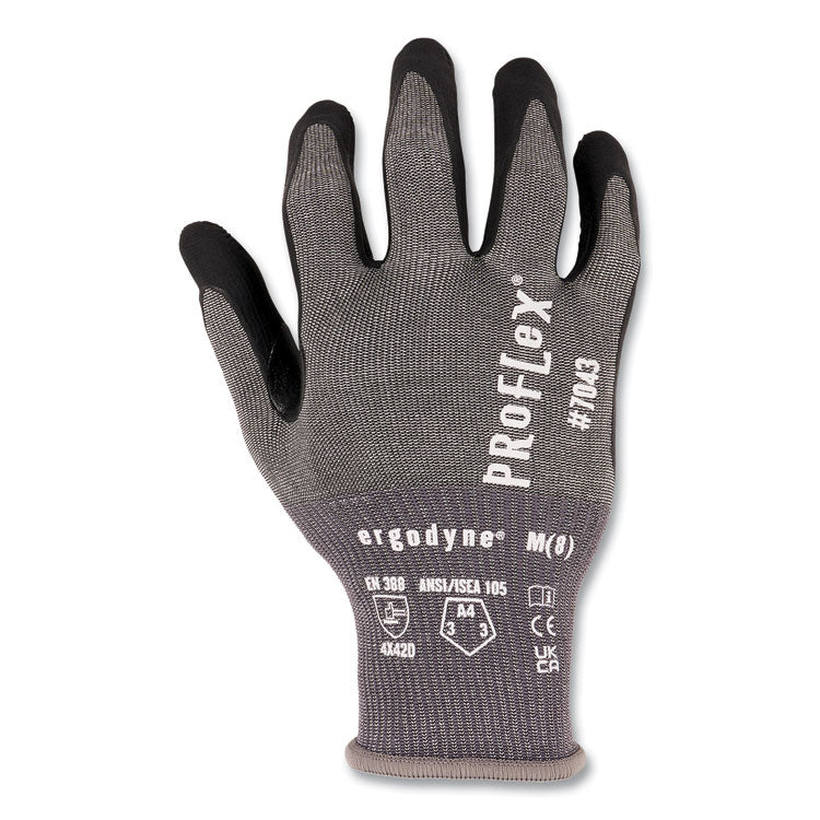 ProFlex 7043 ANSI A4 Nitrile Coated CR Gloves, EN388: 4X42D, 9" Long, 2X-Large, Gray, 12 Pairs