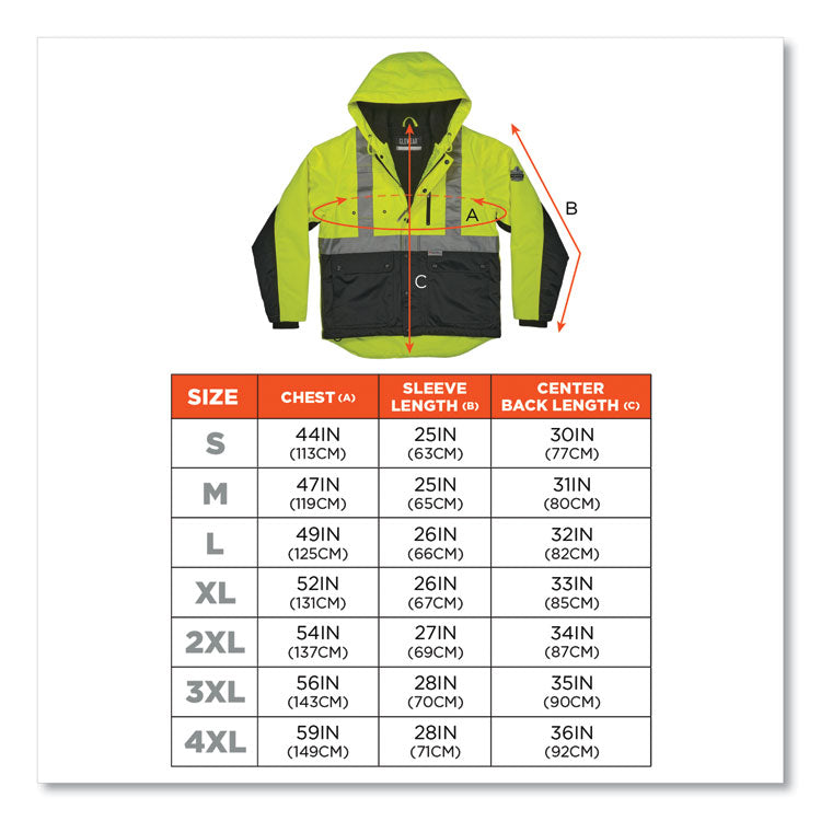 GloWear 8275 Class 2 Heavy-Duty Hi-Vis Workwear Sherpa Jacket, 4X-Large, Lime