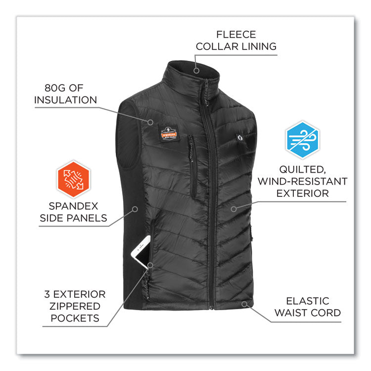 N-Ferno 6495 Rechargeable Heated Vest with Batter Power Bank, Fleece/Polyester, Medium, Black