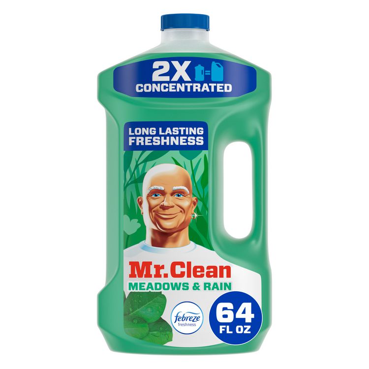 Multipurpose Cleaning Solution with Febreze, Meadows and Rain Scent, 64 oz Bottle, 4/Carton