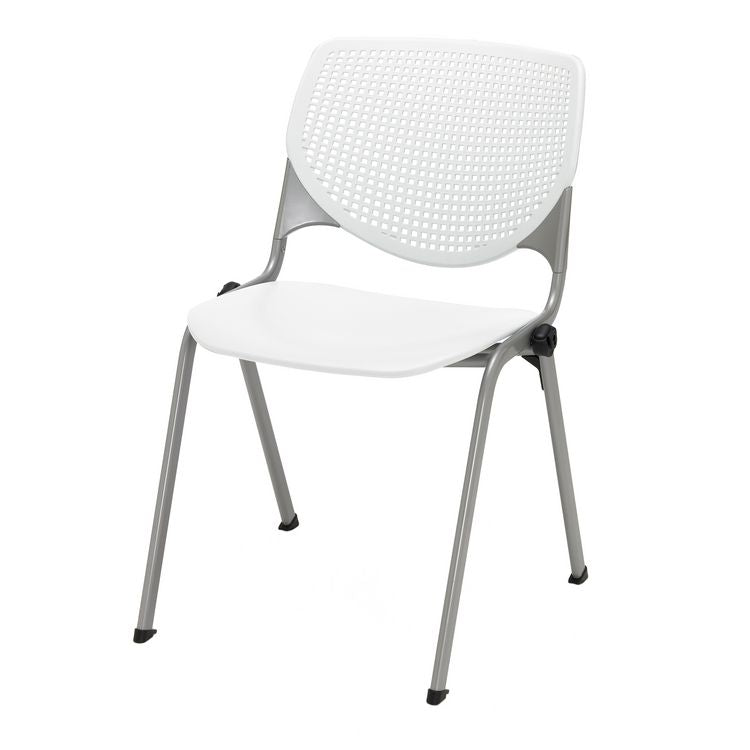Pedestal Table with Four White Kool Series Chairs, Round, 36" Dia x 29h, Designer White