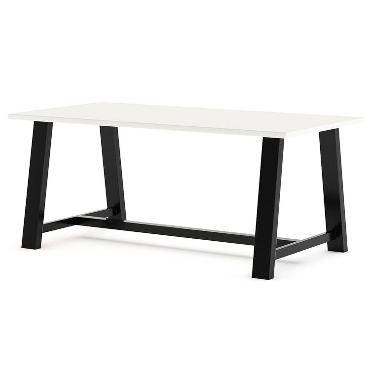 Midtown Bistro Dining Table with Four Navy Kool Barstools, 36 x 72 x 41, Designer White