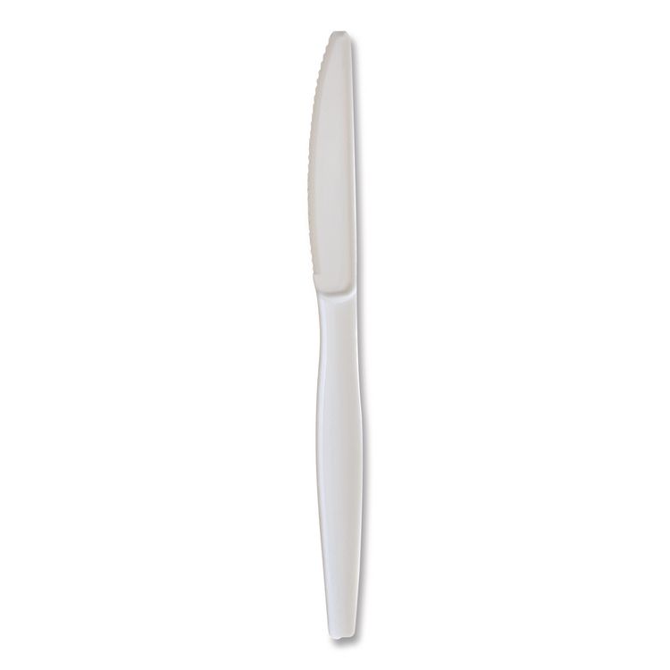Heavyweight Wrapped Polystyrene Cutlery, Knife, Plastic, White, 1,000/Carton