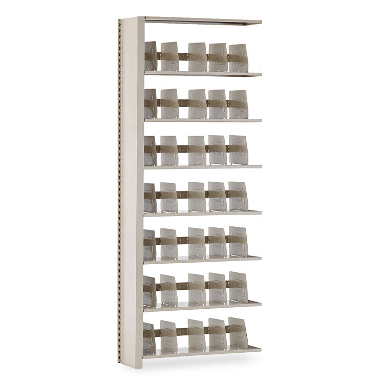 Snap-Together Seven-Shelf Closed Add-On Unit, Steel, 36w x 12d x 88h, Sand