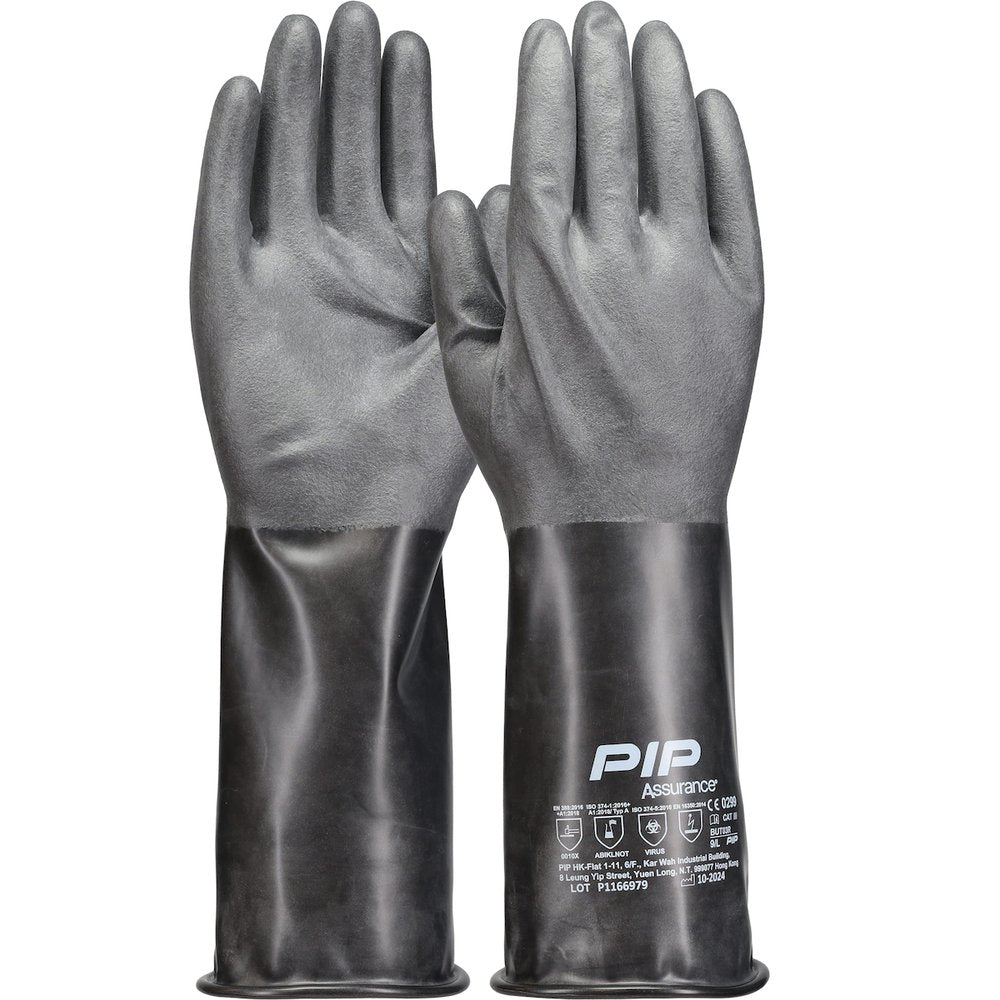 PIP 12 MIL Butyl Rubber Glove W/ROUGH GRIP-14" (Pair)