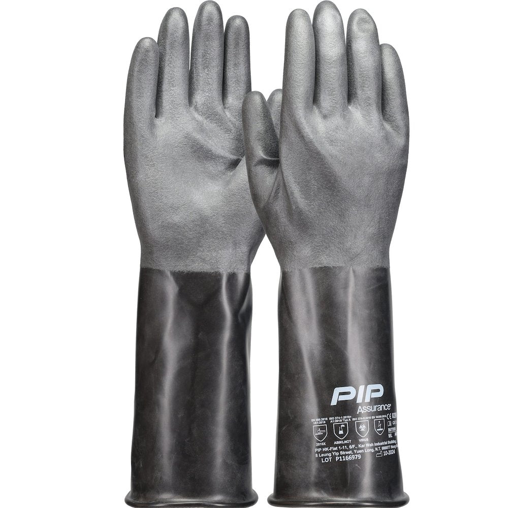 PIP 20 MIL Butyl Rubber Glove W/ROUGH GRIP-14" (Pair)