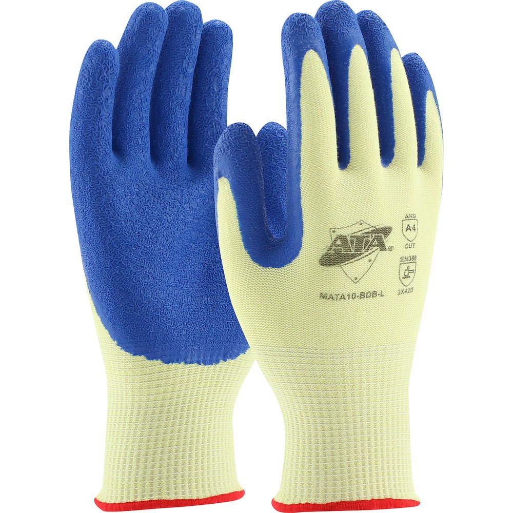G-Tek by PIP Knit POLYKOR/ARAMID Glove BLU Latex Grip P/F L, 12 Pairs/Pack