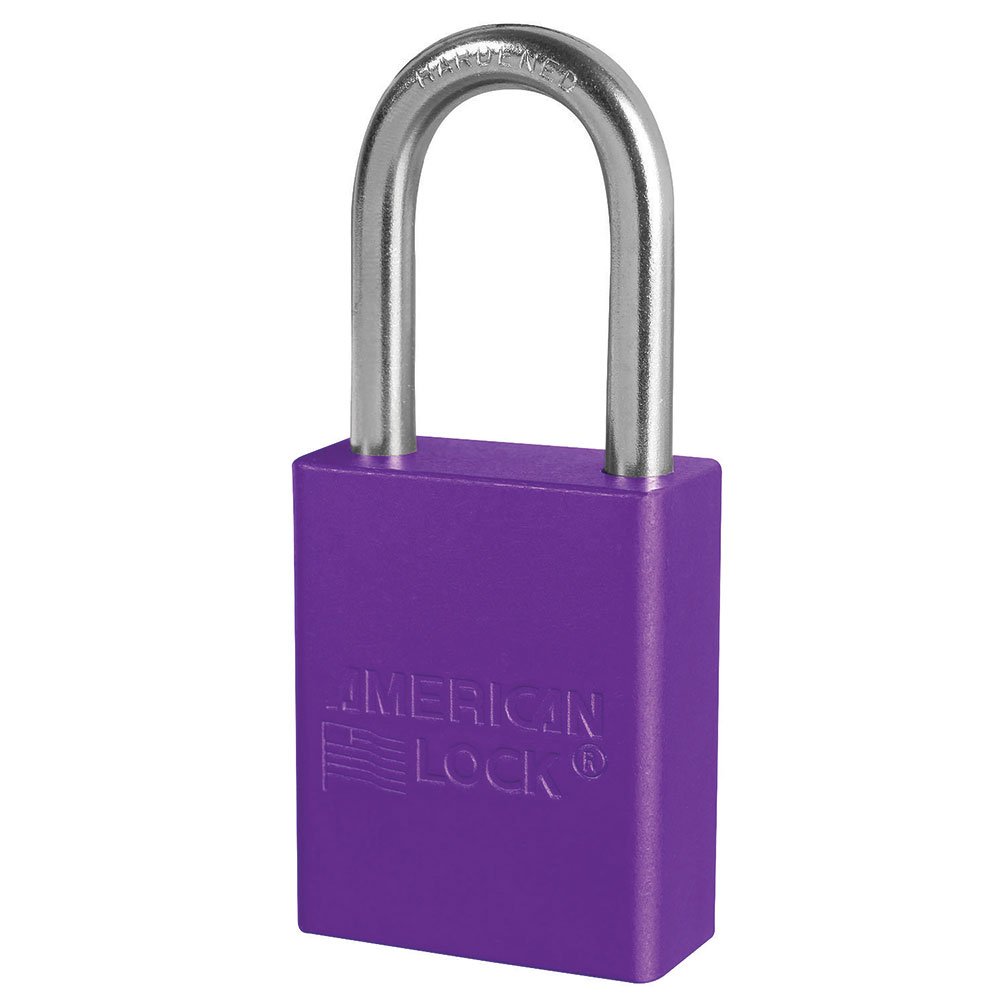 American Lock Purple Safety Lock-out Padlock Keyed Different, 6/Box
