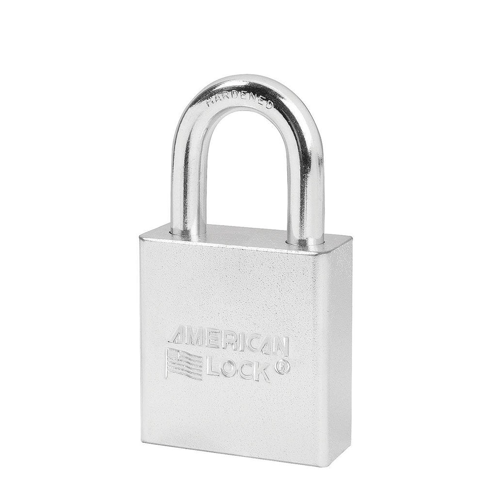 American Lock Solid Steel Padlock Satin Chrome Fini, 6/Box