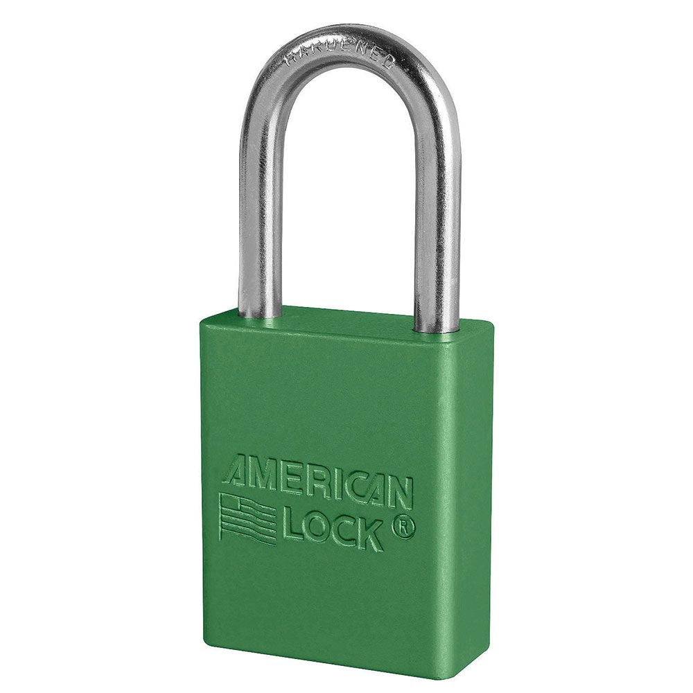 American Lock GRN Alum Safety PL W/11/2IN Shckl Key Retaining