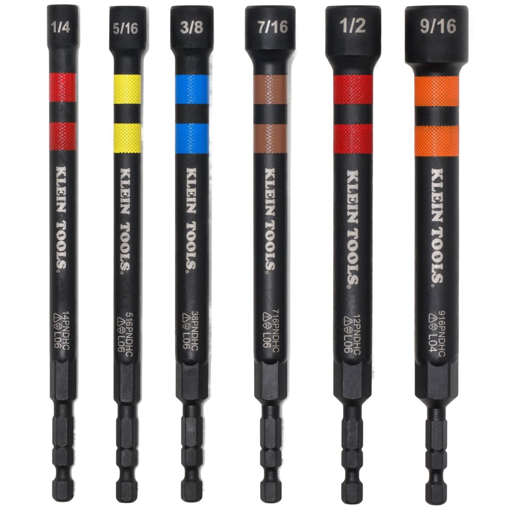 Klein Tools Magnetic Hollow Color-coded Nut Driver Set 6-PC