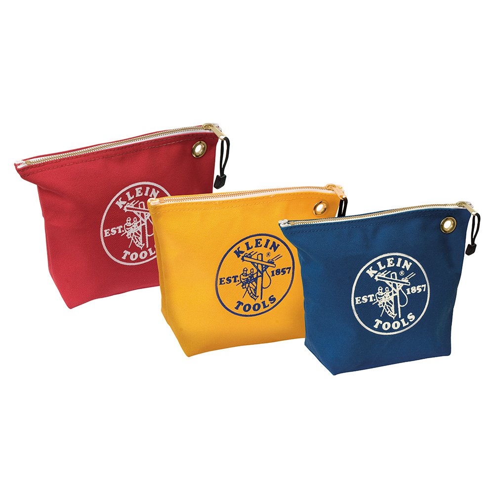 Klein Tools Zipper Bags Assorted Canvas Tool Pouches, 3/Pack