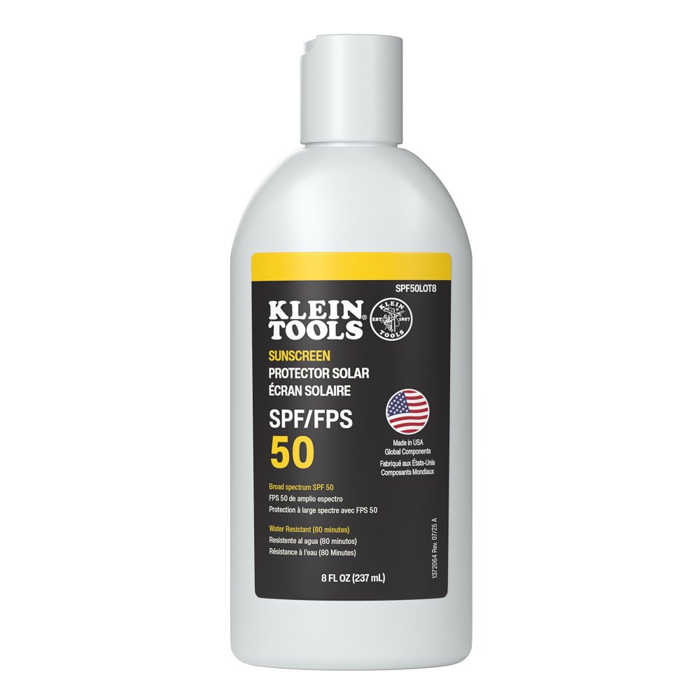 Klein Tools Sunscreen Lotion Broadspectrum SPF 50 8 FL OZ, 12/Pack