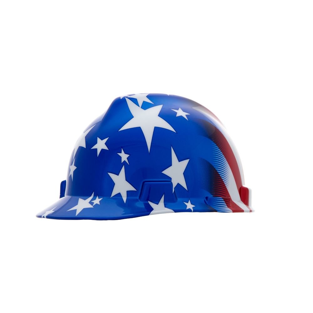 MSA Cap V-gd STD Amer.flag Stripe Rtch