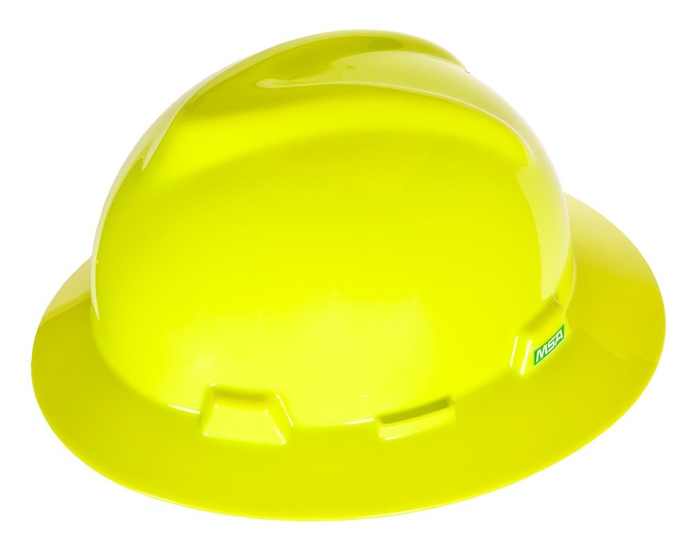 MSA Hat V-gd STD HI-VIZ Yelgrn W/RATCHET