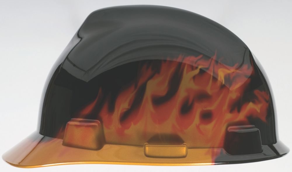 MSA Cap V-gd BLK Flames Thermoformed Rtcht