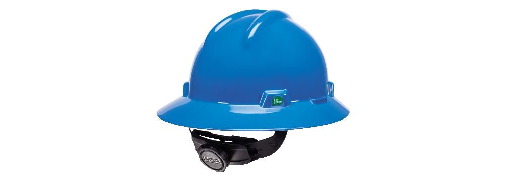 MSA V-gard Green Full Brim Hard Hat Blue