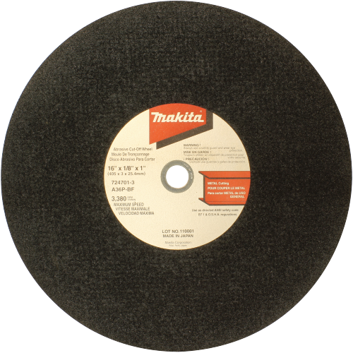 Makita 16" Abrasive Cutoff Wheel 2416S, 5/Box