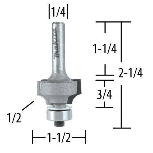 Makita 1/2" Corner Rounding Router Bit Carbide Tip