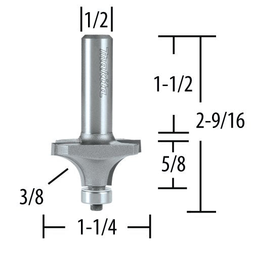 Makita 3/8" Corner Rounding Router Bit 1/2" Shank