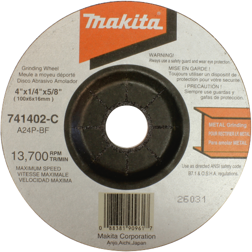 Makita 4"X1/4" Grinding Wheel 24GRIT, 5/Box