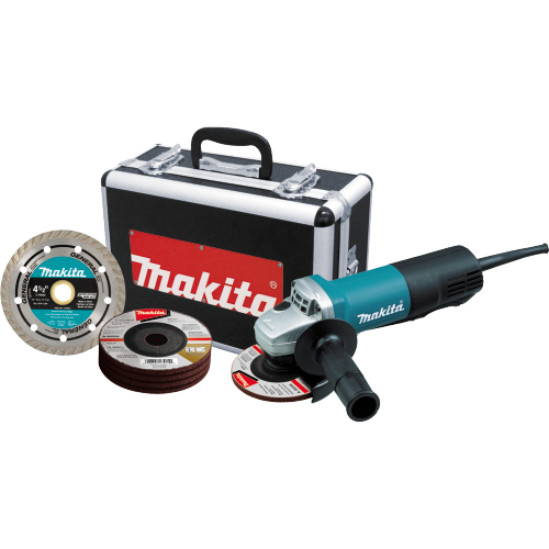 Makita 4-1/2" Grinder W/4 Wheels 1 Diam BLD & Alum Case