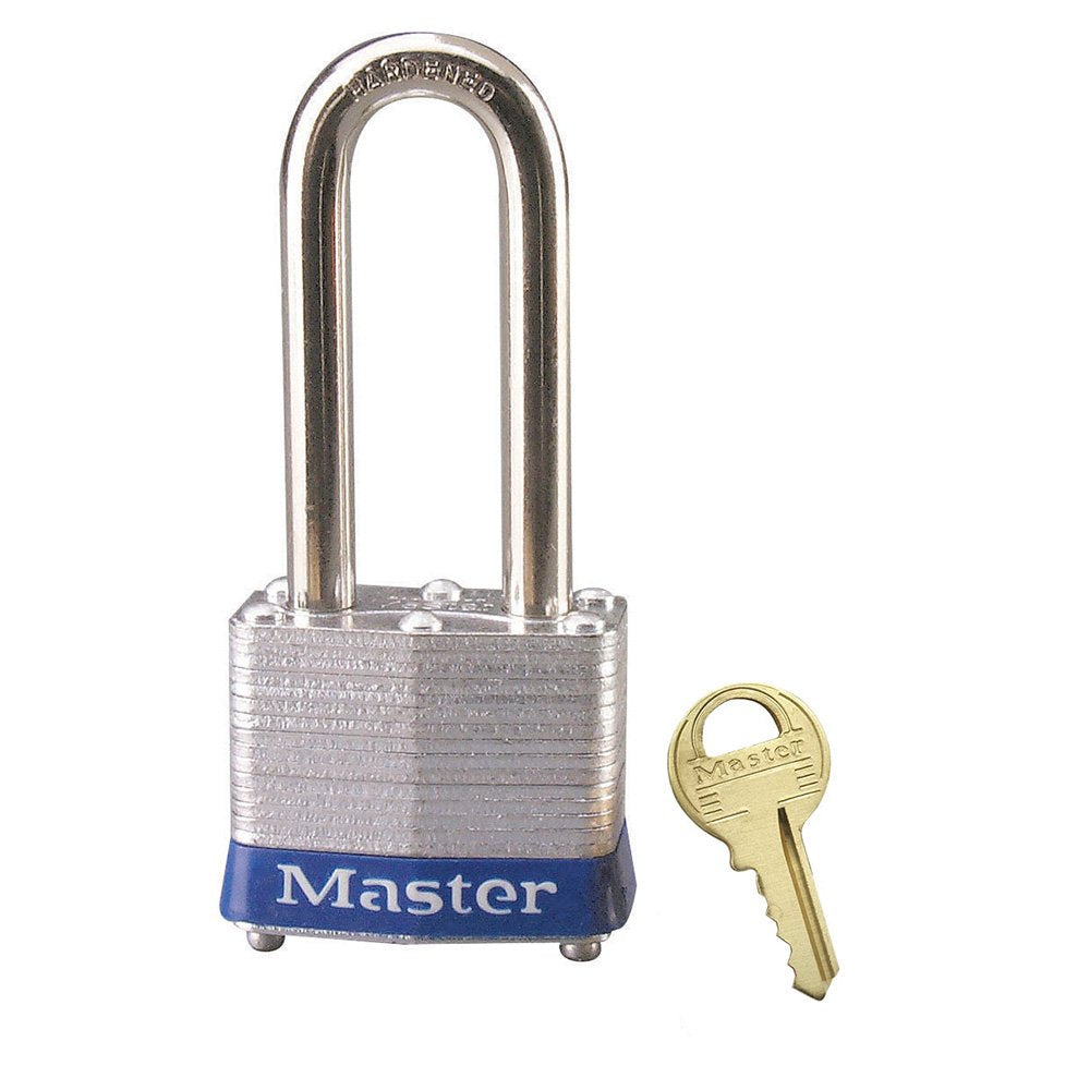 Master Lock 4 Pin Tumbler Padlock Keyed Diff. Blue Bumper
