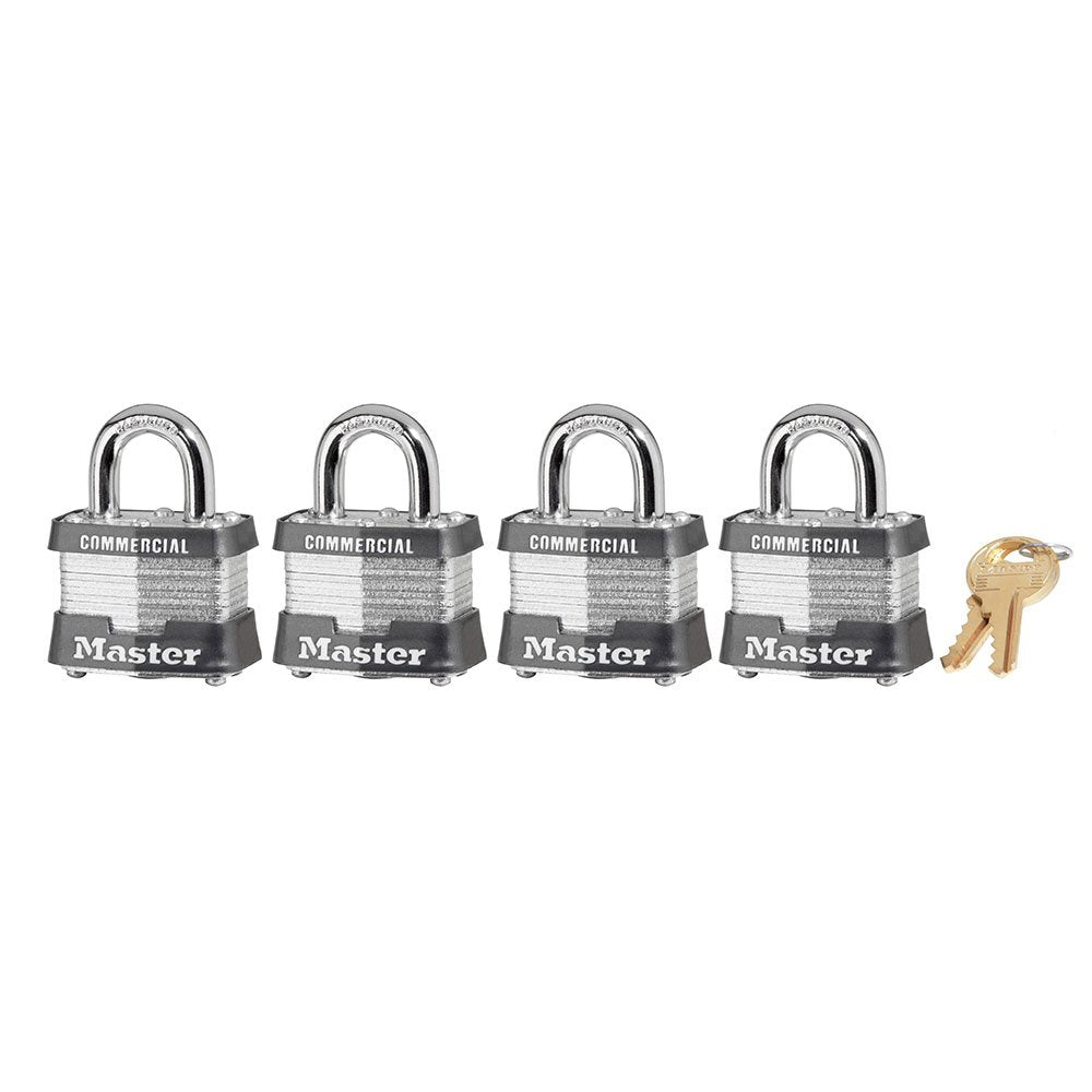 Master Lock 4 Pin Tumbler Safety Padlock Set (4 Locks) Diffe, 4 Sets/Box