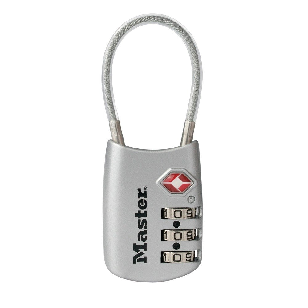 Master Lock TSA Luggage Lock; Flex Cable; Reset Combo, 4/Box