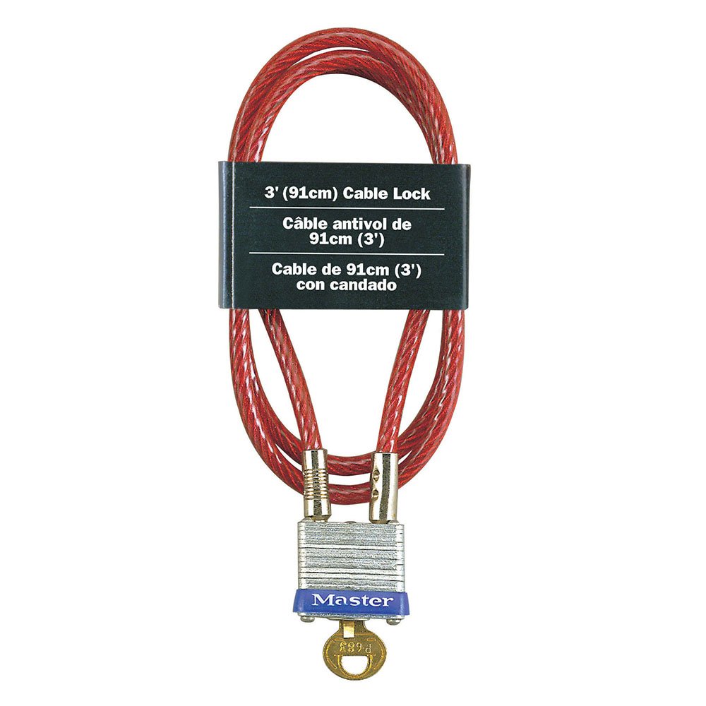 Master Lock 3' Cable W/ Lam. Steel Padlock Carded Pkg., 6/Box