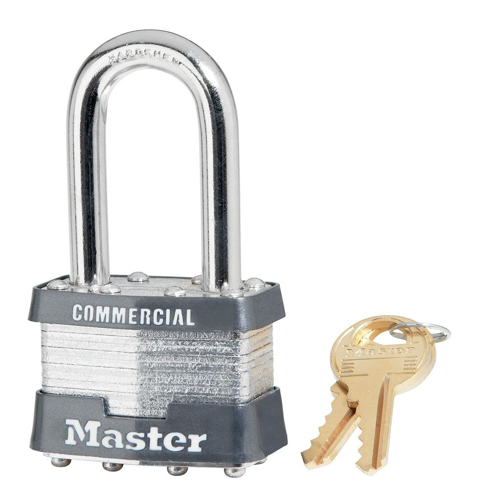 Master Lock 5 Pin Tumbler Padlock Key Different W/1-1/2"SHA, 6/Box