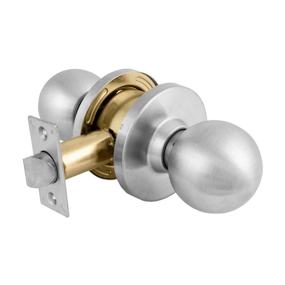 Master Lock Comm CYL Lockset Ball Knob Passage Satin Chrome, 8/Carton