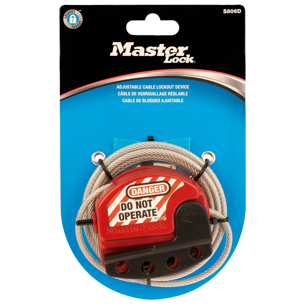 Master Lock ADJ Cable Lockout IN Display Pack 6FT Cable, 6/Box
