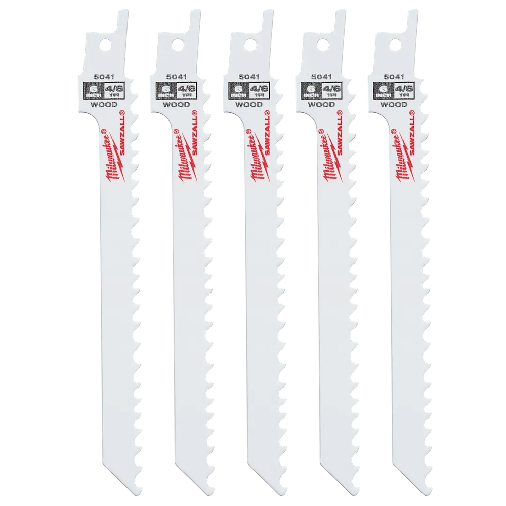 Milwaukee Tool 6" 4/6TPI Super Sawzall, 5/Pack