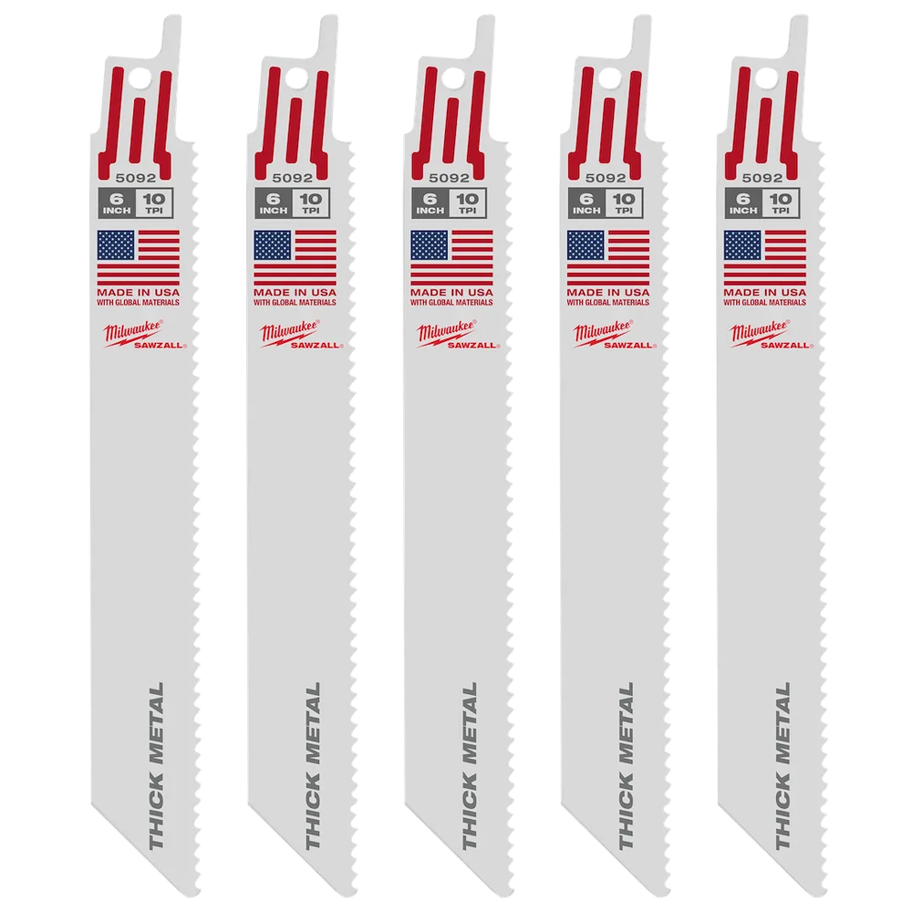 Milwaukee Tool 6" 10TPI Super Sawzall B, 5/Pack