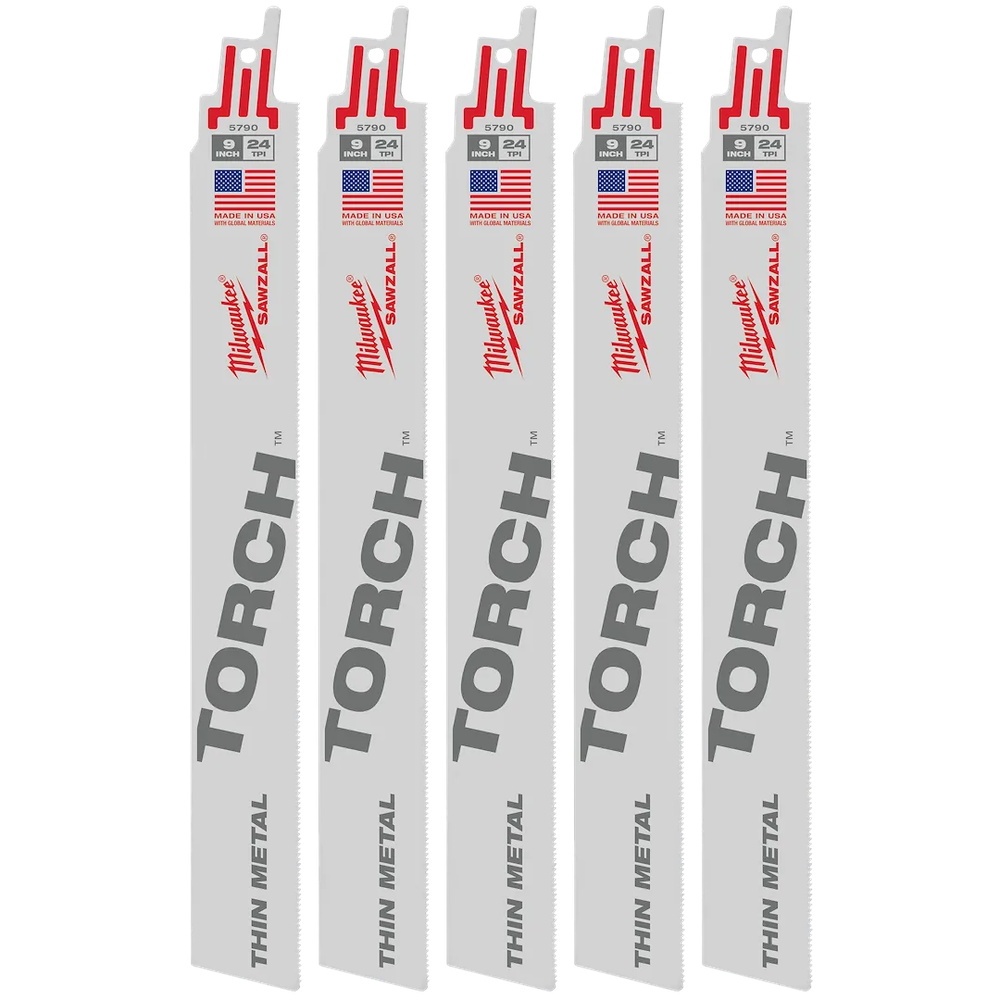 Milwaukee Tool 9 IN. 24 TPI The Torch Sawzall Blades 5PK, 5/Pack