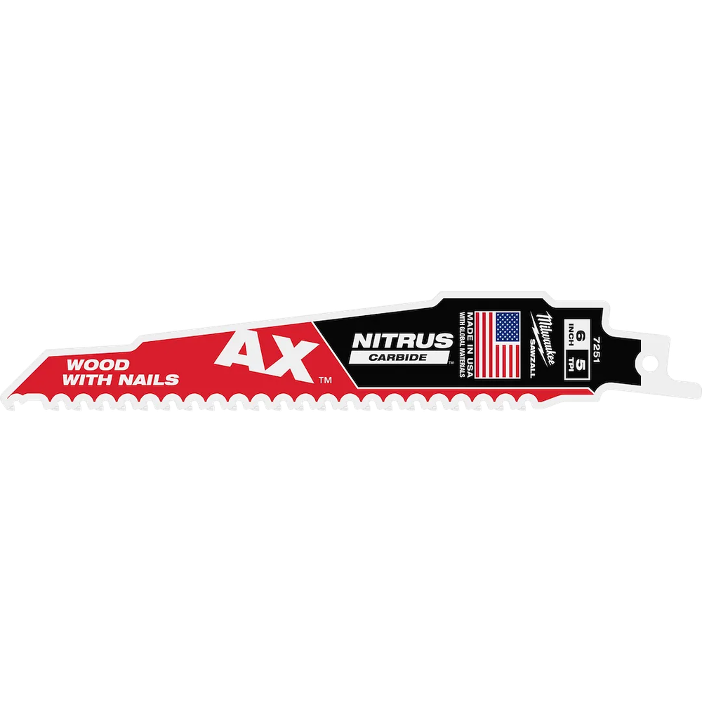 Milwaukee Tool 6" 5 TPI Carbide Teeth Blade For Wood W/NAILS