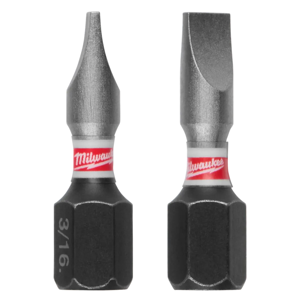 Milwaukee Tool Shockwave 2-PIECE Impactslotted 3/16"INSERT Bit, 2/Pack