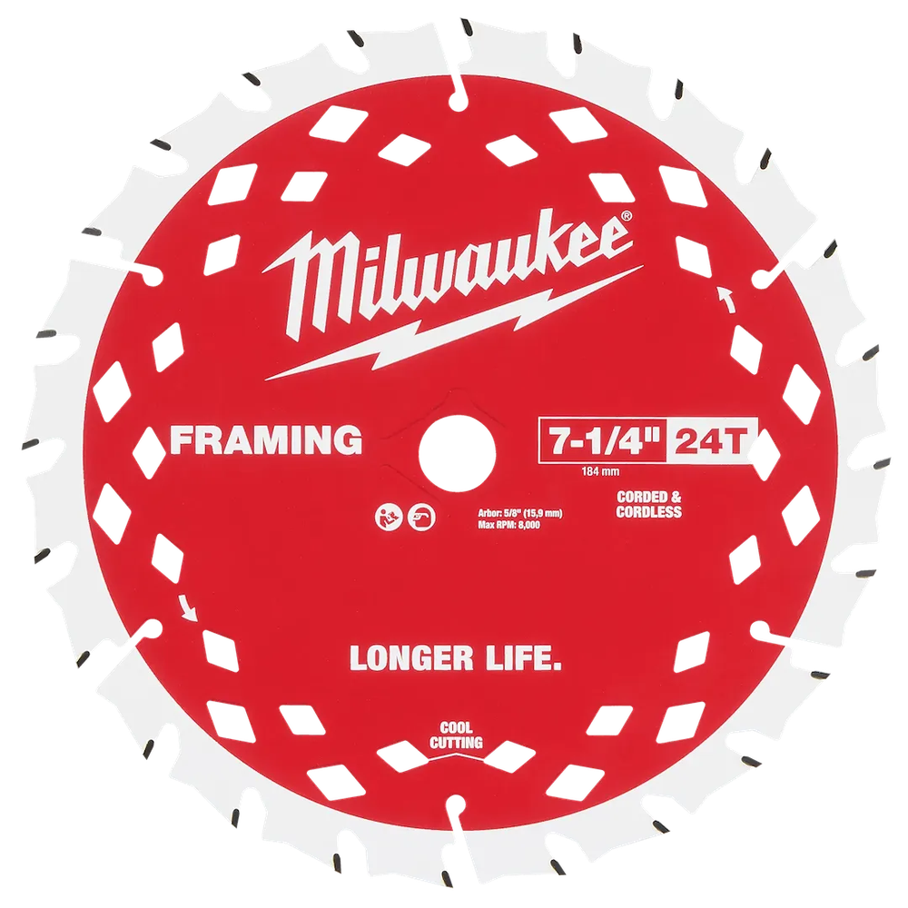 Milwaukee Tool 7-1/4" 24T Framing Saw Blade, 3/Pack