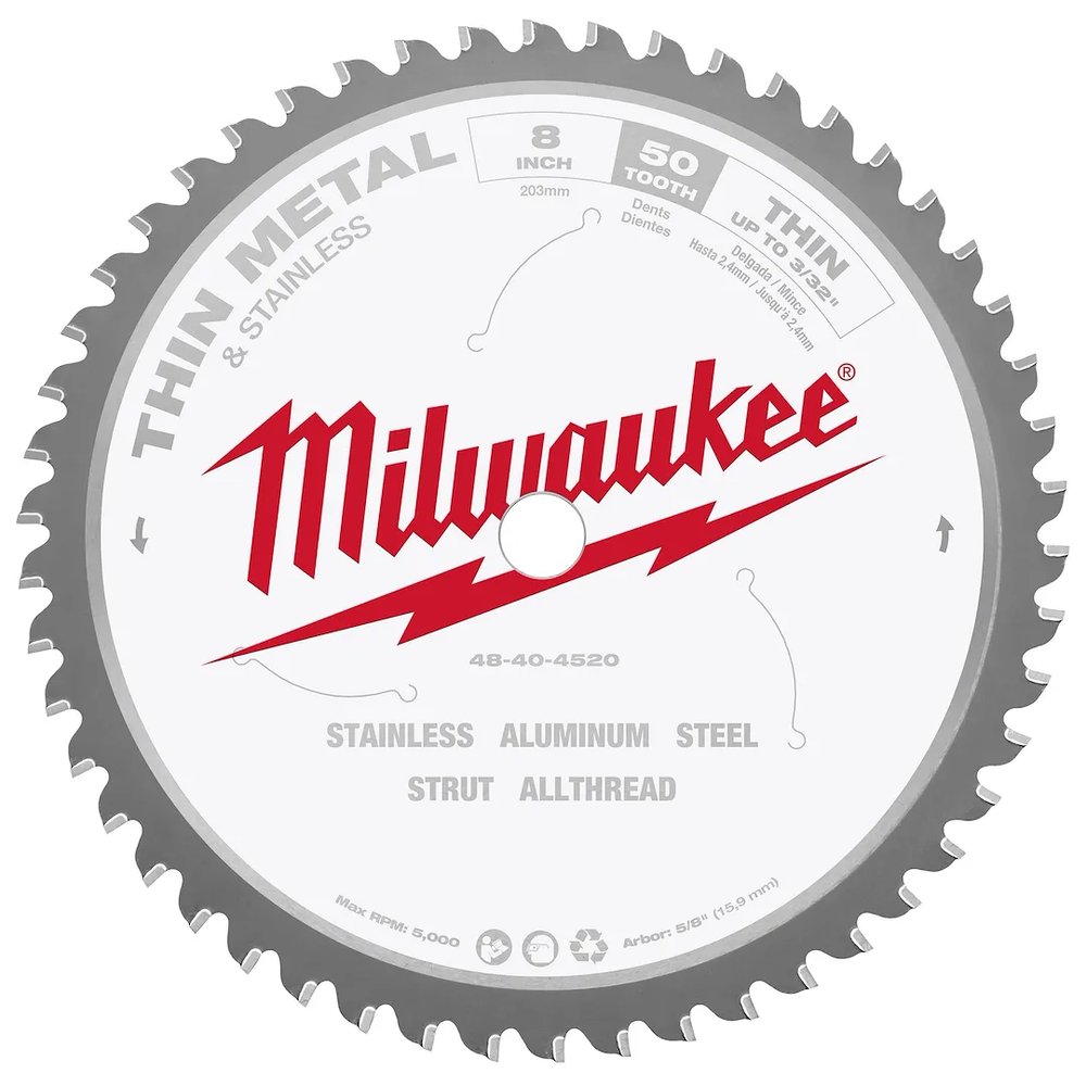 Milwaukee Tool 8" Circular Saw Blade Metal Cutting 50T
