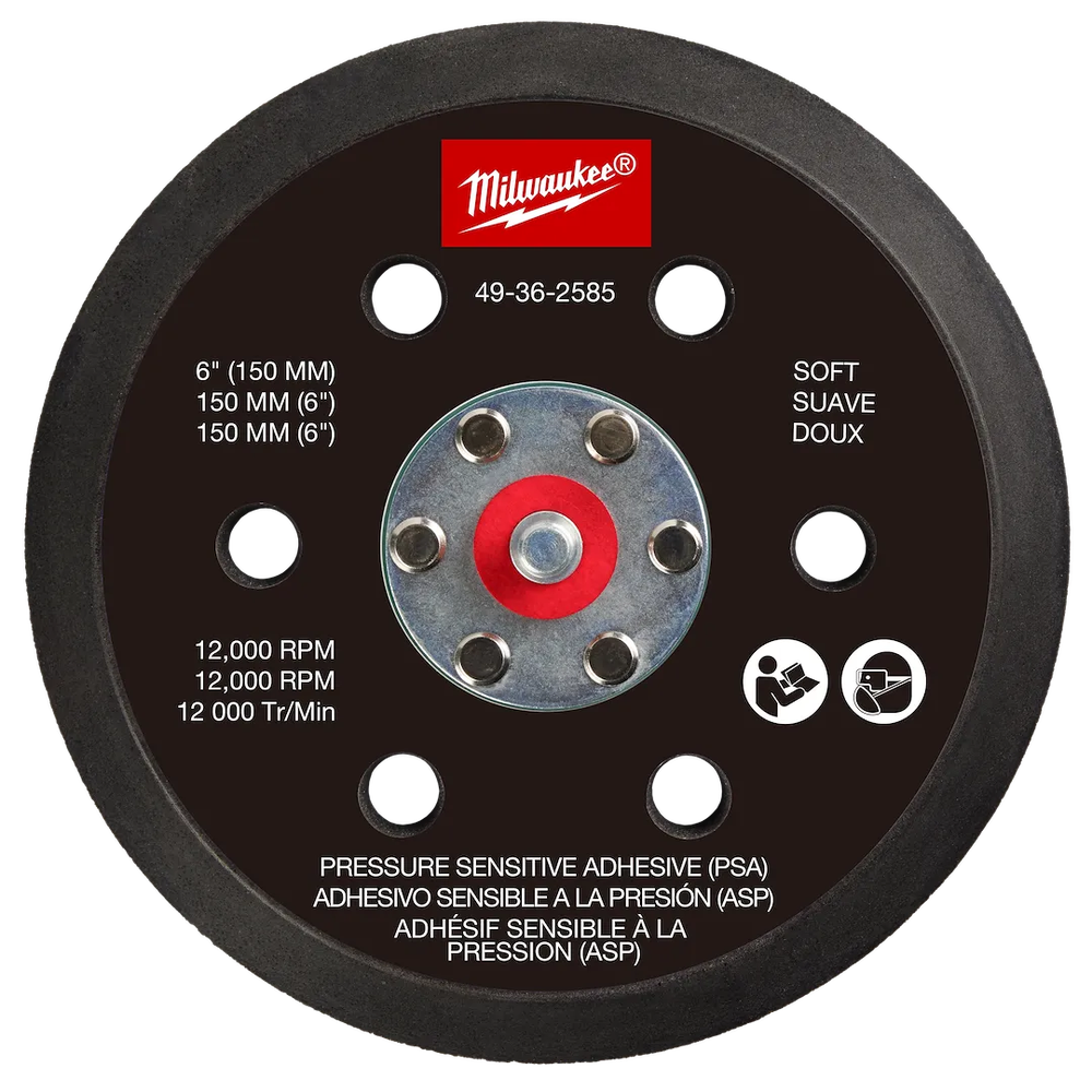 Milwaukee Tool 6"PRESSURE Sensitive Adhesive Sand Back Pad-soft