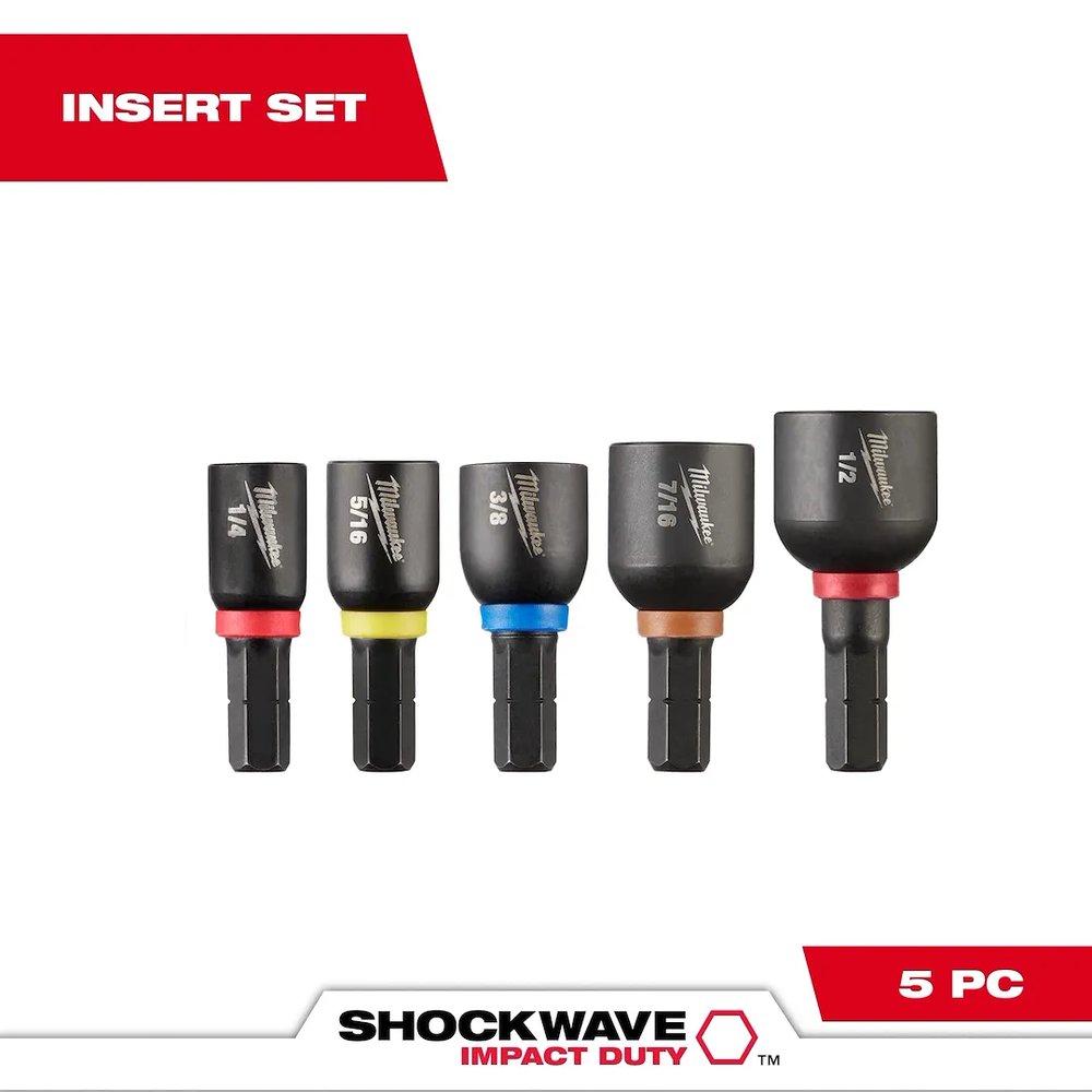 Milwaukee Tool Shockwave 5PC Insert Impmagnetic Nut DRR (Set)