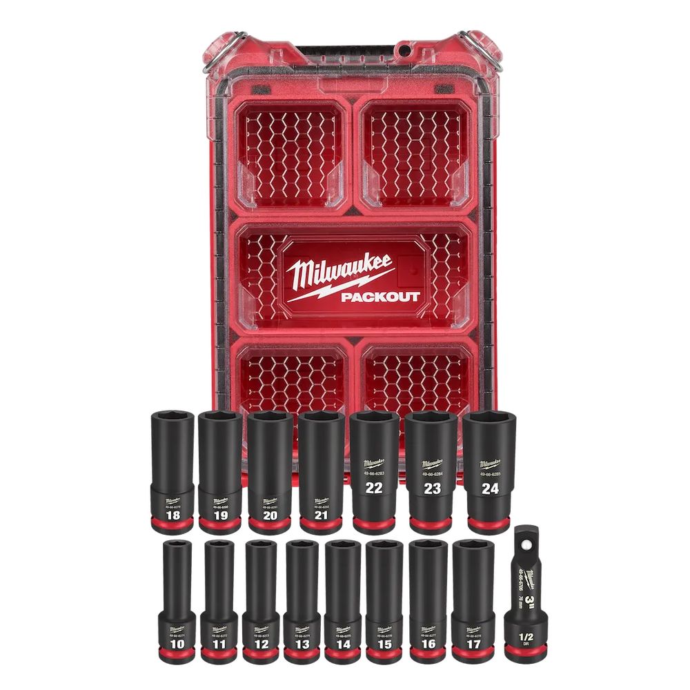 Milwaukee Tool Shockwave IMP Duty SKT 1/2 DR 16PC MM Packout (Set)