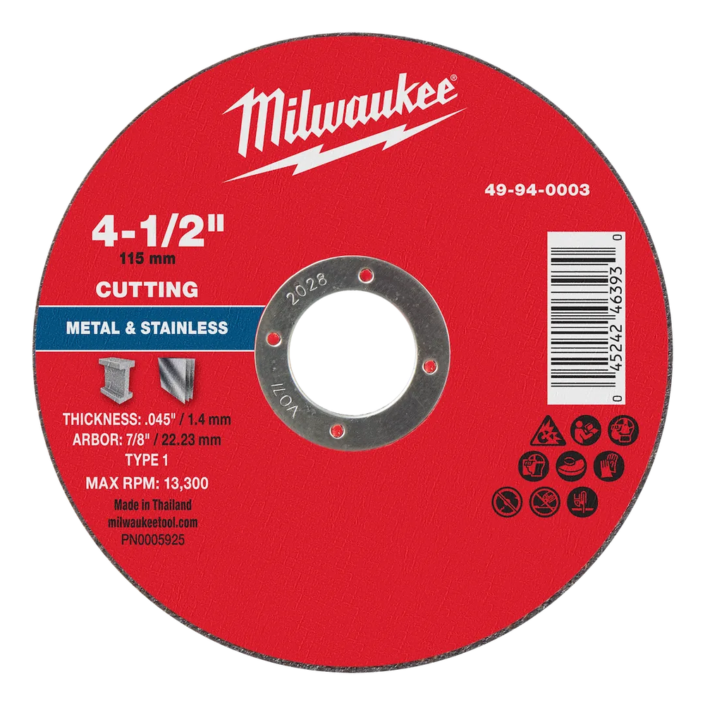 Milwaukee Tool 4-1/2" X .045"X7/8" Metal Cut OFF Wheel -type 1
